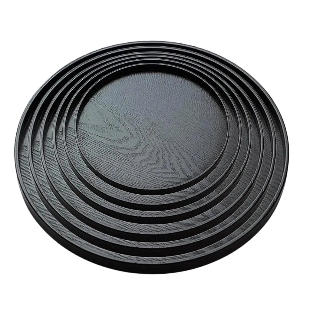 Wooden Round Black Tray Food Serving Dessert Serving Tray Cake Serving For Hotel Party Supplies Party Service