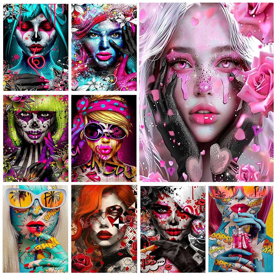 

DIY 5D Diamond Painting scary skeleton girl Wall Art Full Rhinestones Diamond Painting Embroidery Kits Handmade Home Decor 2024