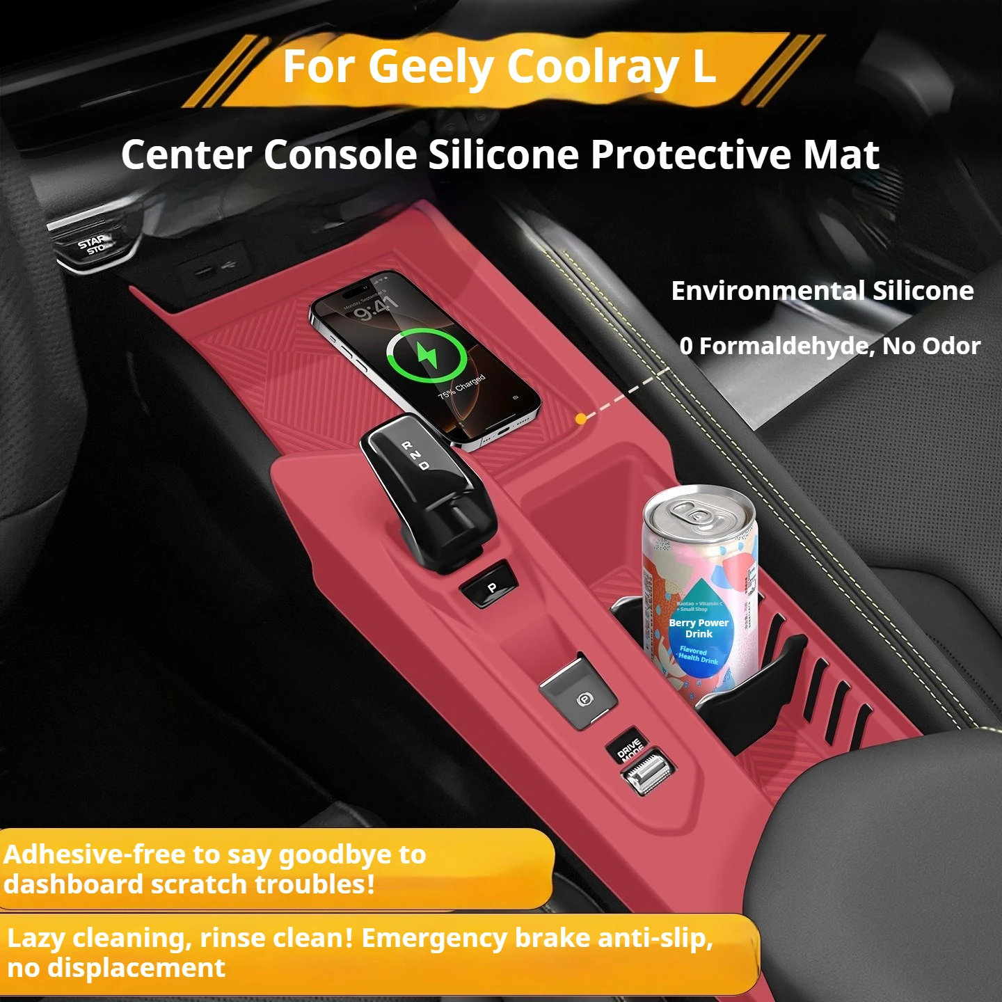 For Geely Binyue L Coolray L Car Silicone Pad for Center Console, Interior Water Cup Protective Cover Waterproof Car Accessories