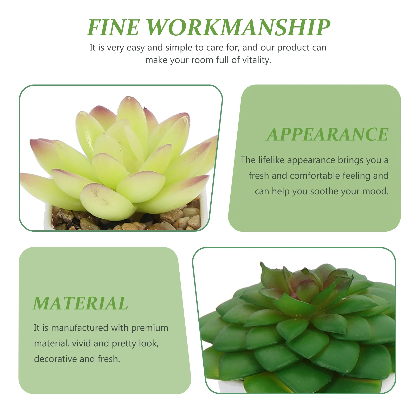 

3pcs Artificial Succulent Bonsai Decorative Fake Plants Desktop Potted Plants Decors Easy Care Room Vitality Housewarming Gift