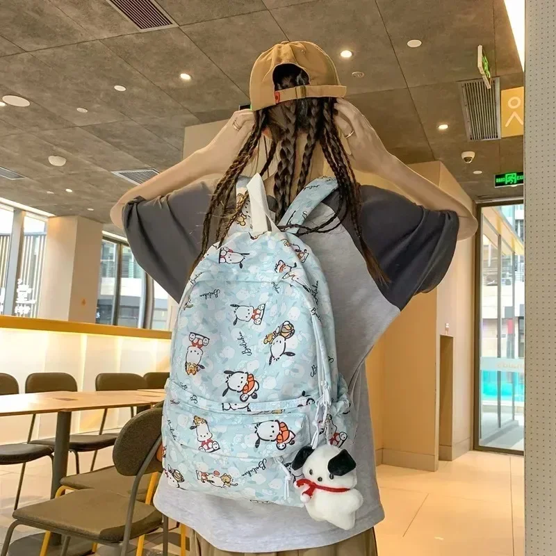 New Kawaii Sanrio Pochacco Backpack Cute Girl Heart Pochacco Schoolbag Female Junior High School Students High-value Backpack