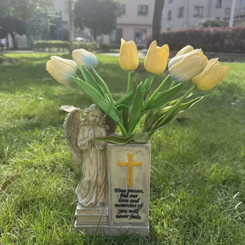 

Новая кожаная декоративная ваза «Молиться ангел», статуя в форме украшения, памятник, поделки из смолы, украшения для двора