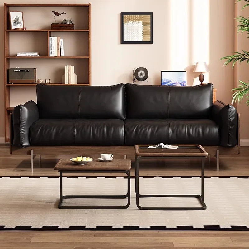 TTMedieval black walnut solid wood sofa living room 2025 new French retro cabinet