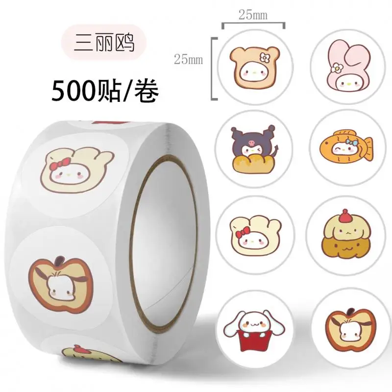 500Pcs Kawaii Sanrio Hello Kitty Kuromi Cinnamoroll Sealing Labels Stickers Tape Decals Decoration Stiker Diy Stationery Sticker