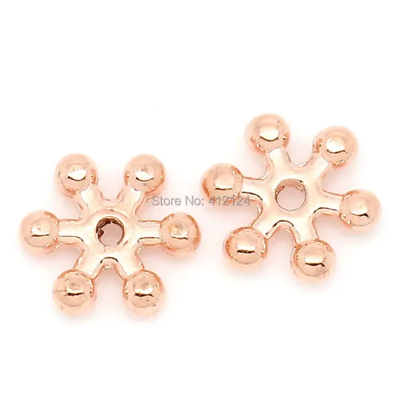 3000Pcs Charms Spacer Beads Snowflake Fashion Jewelry Rose Gold 8mmx7mm