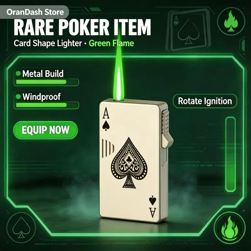 Windproof Butane Lighter, Creative Ace of Spades Playing‑Cards Design, Straight Metal Lighter, Fun Smoking Accessory Gift For Me