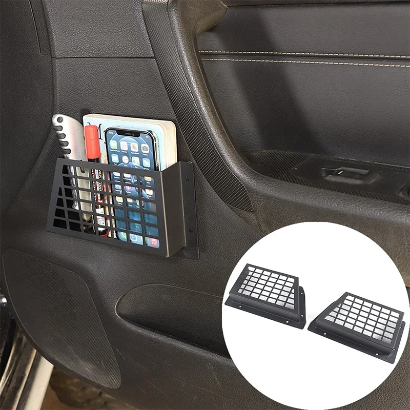 For Hummer H3 2005-2009 Aluminum Alloy Black Car Front Door Storage Box mobile phone Organizer Holder Car Accessories