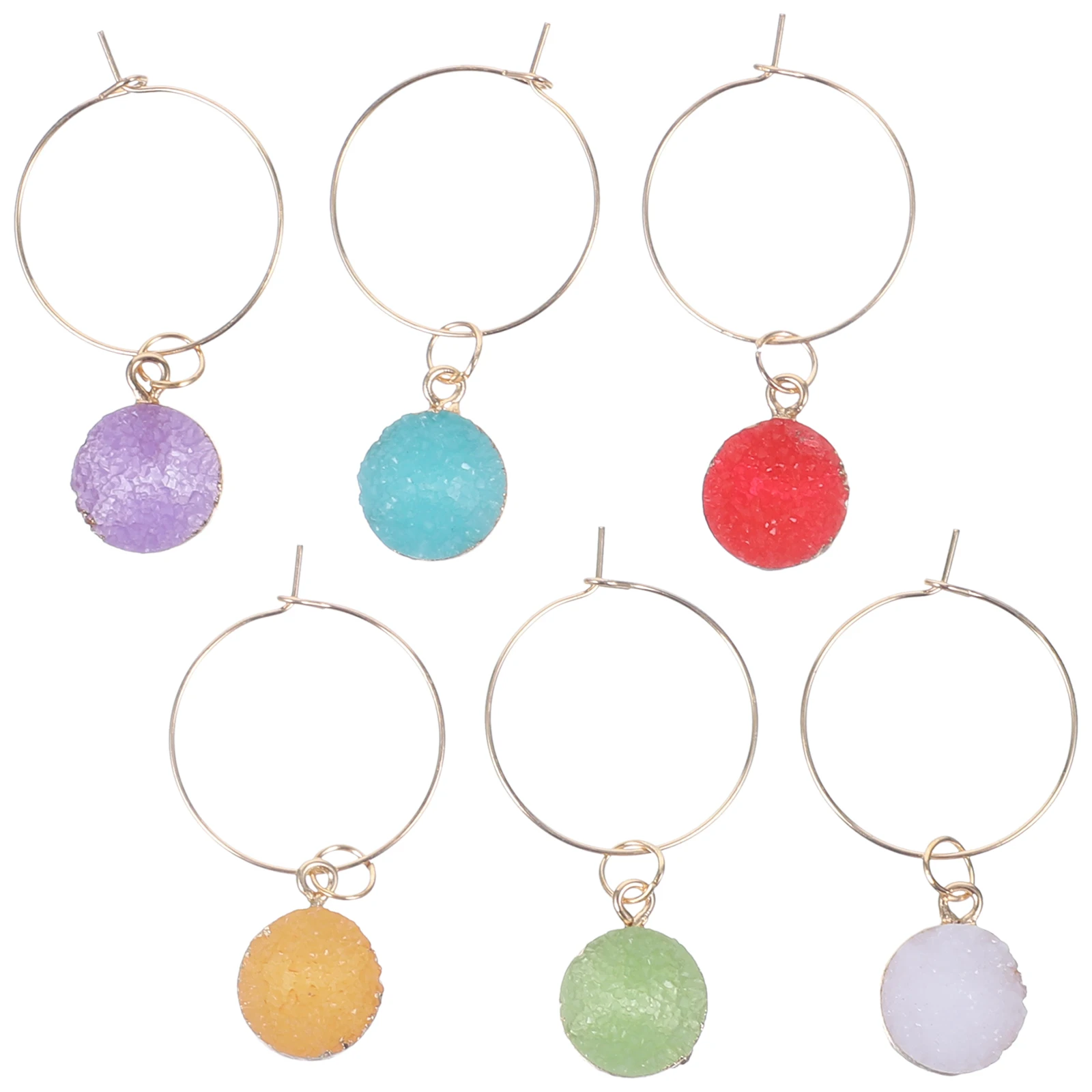 

6 Pcs Glass Markers Drink Tags Charms Elegant Crystal Design Wedding Plastic Easy Clean Reusable
