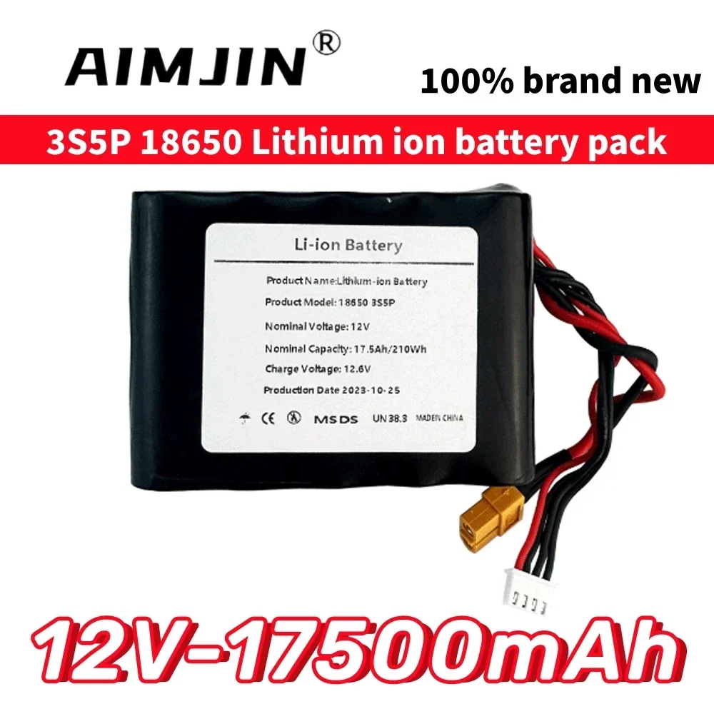 12V 17.5Ah 18650 3S5P Lithium Ion Battery Pack For Various RC Airplane Drone Quadrotor