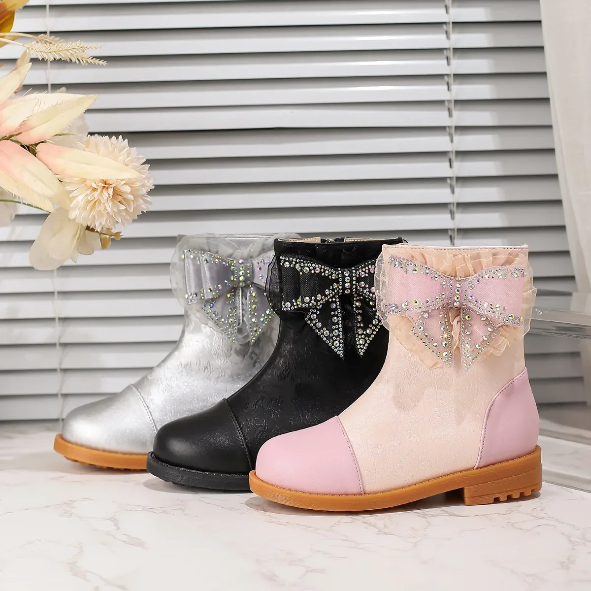 Fashion Bow Girls' Princess Boots Autumn New Kid's Short Boots Soft Bottom Non Slip Casual Children's Boots 3-10 Years Old