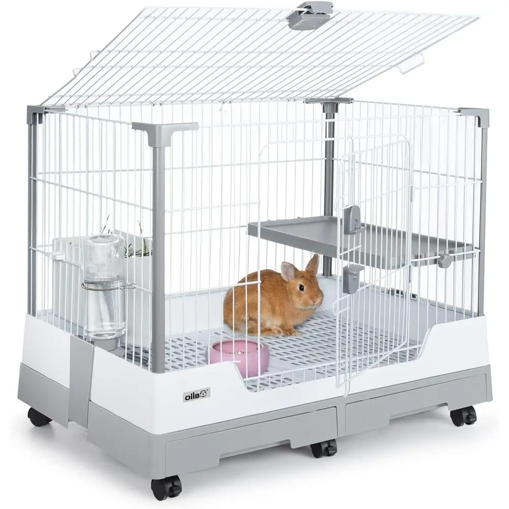

Spacious 32 x 21 x 26 Rabbit Cage with Removable Tray and Casters for Small Animals