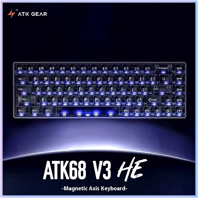 ATK68 V3 سبائك الألومنيوم الرياضة الإلكترونية المغناطيسي السلكية لوحة المفاتيح الميكانيكية 8000 هرتز رقائق عالية الأداء 0.08 مللي ثانية الكمون المنخفض للغاية RGB