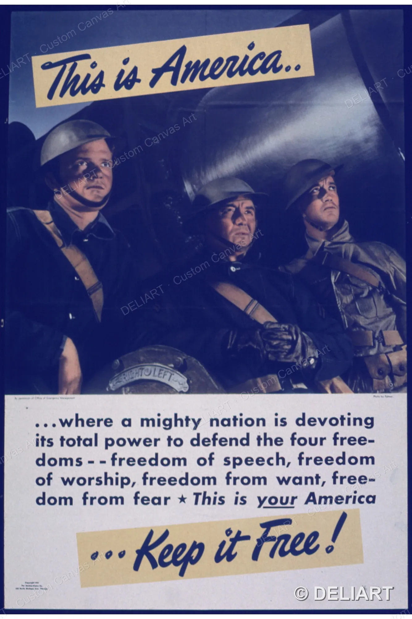THIS IS AMERICA Vintage WWII Propaganda Canvas Wall Art Poster Print 1940s War Effort Military Home Front Retro Unframed