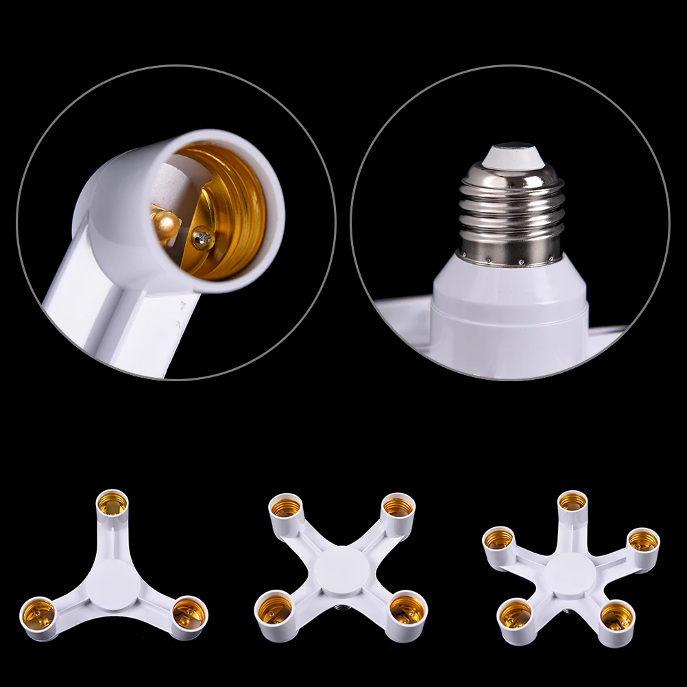 E27 To 3/4/5 E27 Base Adapter Converter 3/4/5 In 1 E27 Bulb Adapter Splitter Pendant Lamp Holder White Screw Lighting Fixture