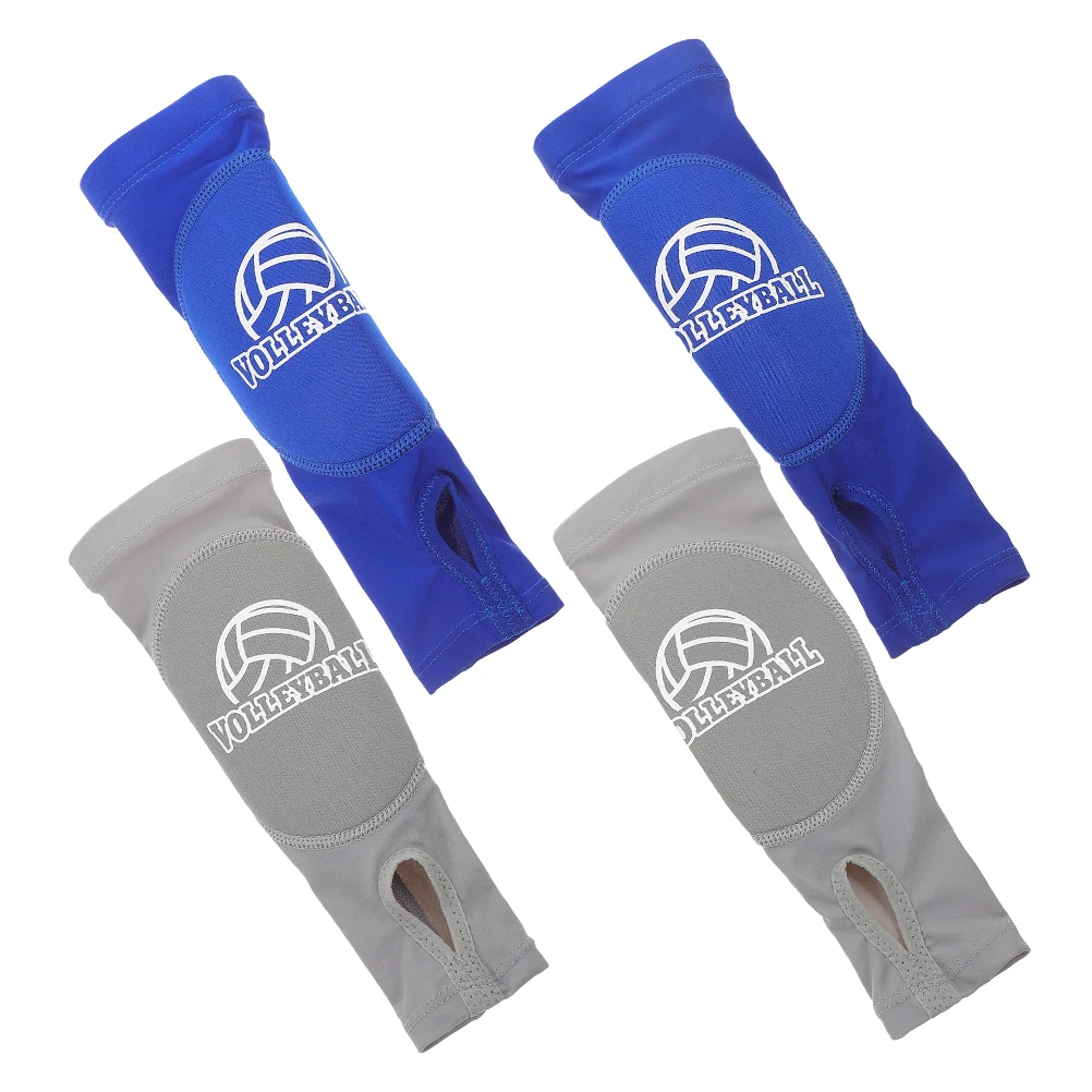

2 Pairs Volleyball Arm Sleeves Sports Arm Protector for Women Breathable Elastic Padded Elbow Sleeve Blue Gray