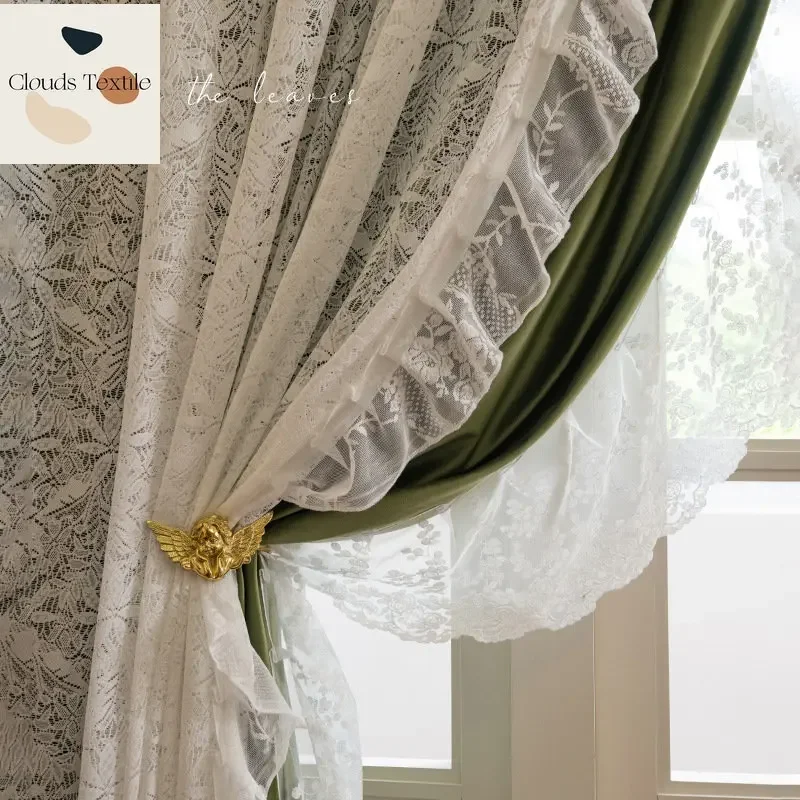 

Flower That Is Leaf Vintage American Curtains for Living Dining Room Bedroom New Blackout Light Luxury French Velvet Fabric