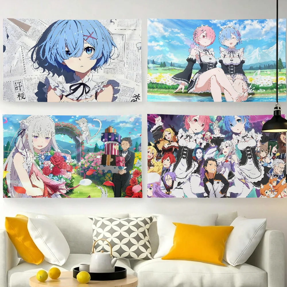 Anime R-Re Zero Rem flag For Garden Party Living Room Home Wall Decor Banner Bedroom Outdoor Tapestry