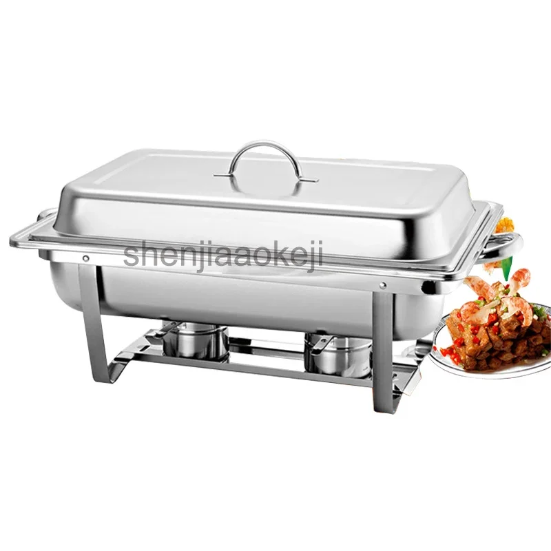 1pc Stainless Steel Square buffet stove Commercial 9L Rectangular Chafing Dish Sets with Folding or Fixing frame optional