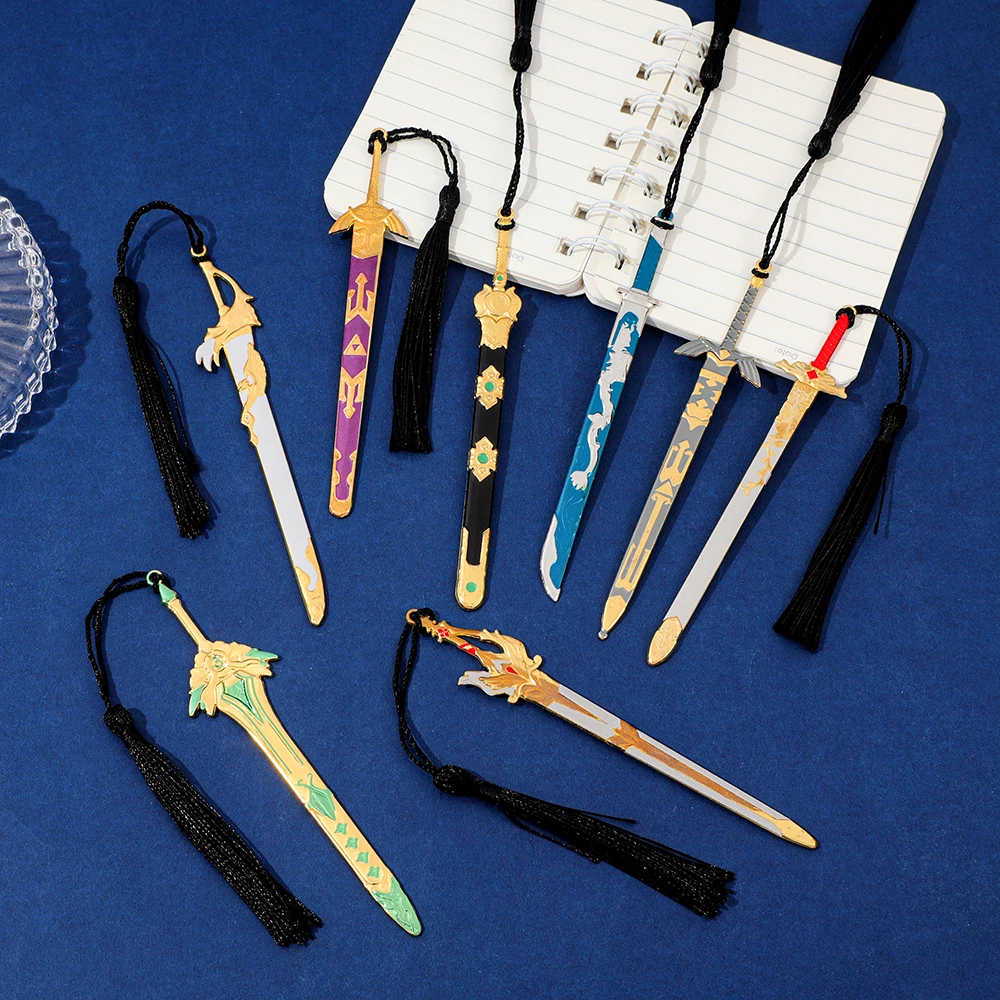 Anime Game Metal Sword Bookmark Backpack Pendant Clerical Decoration Teacher Office Supplies Student Learning Stationery