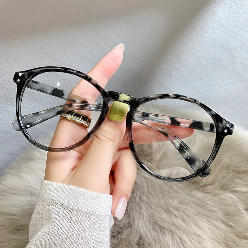 Fashionable Women\'s Blue Light Myopia Glasses Unisex Luxury Round Frame Transparent Eyeglasses Minus Diopter Near Sight Eyewear