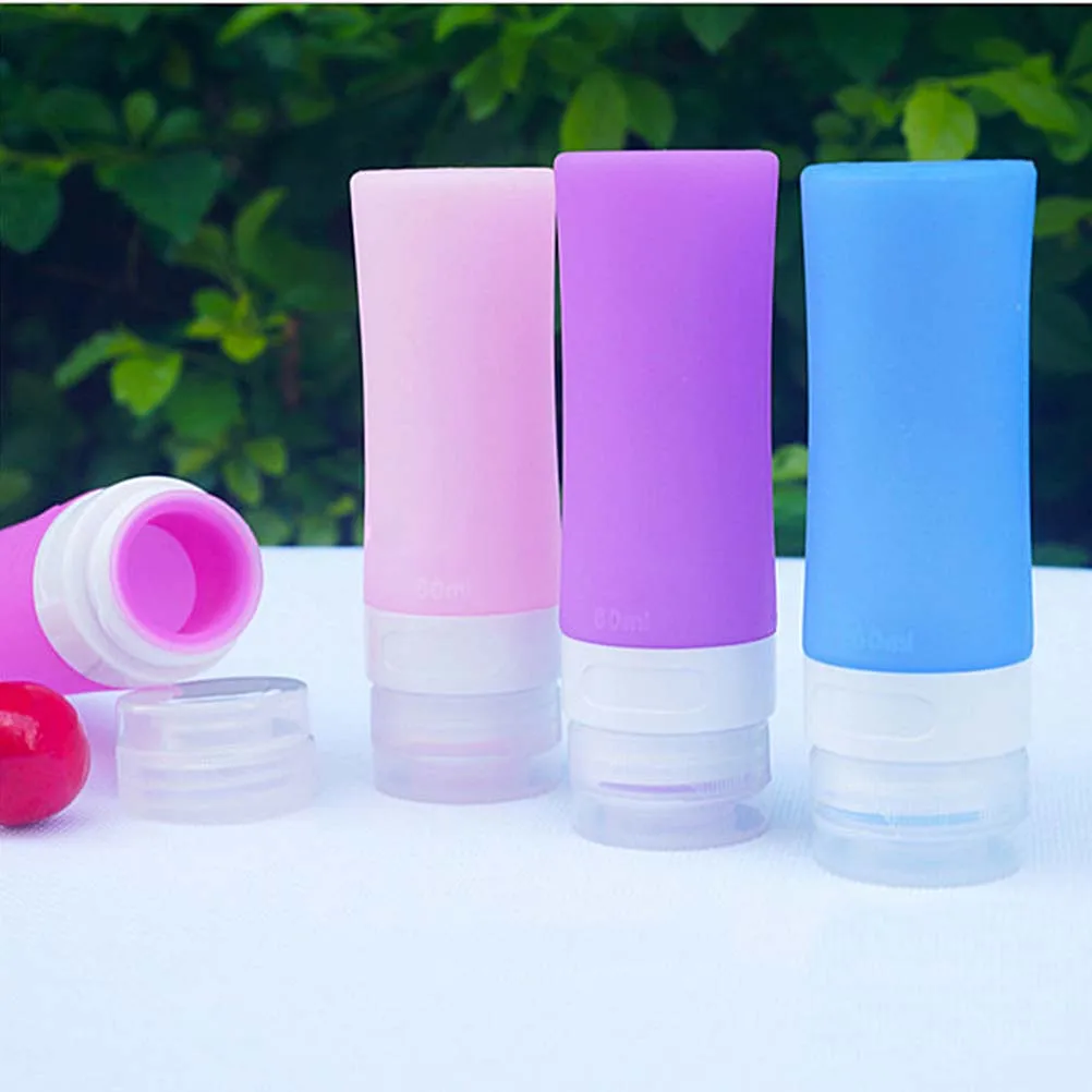 

80Ml Portable Squeezable Silicone Travel Bottles Refillable Liquid Containers For Shampoo Soap Lotion Dispenser Toiletries