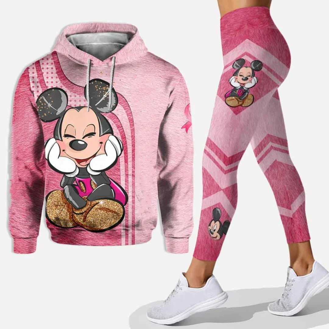 Sudadera con capucha de Minnie Mouse 3D para mujer, conjunto de pantalones de Yoga de Mickey, pantalones de chándal de Disney, Leggings de Yoga,