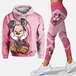 Sudadera con capucha de Minnie Mouse 3D para mujer, conjunto de pantalones de Yoga de Mickey, pantalones de chándal de Disney, Leggings de Yoga, chándal de moda, nuevo