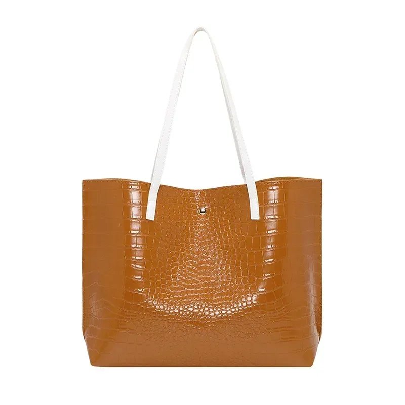 Bolsa de couro padrão crocodilo para mulheres, bolsas de grande capacidade, casual, comutar, feminina, SLX01