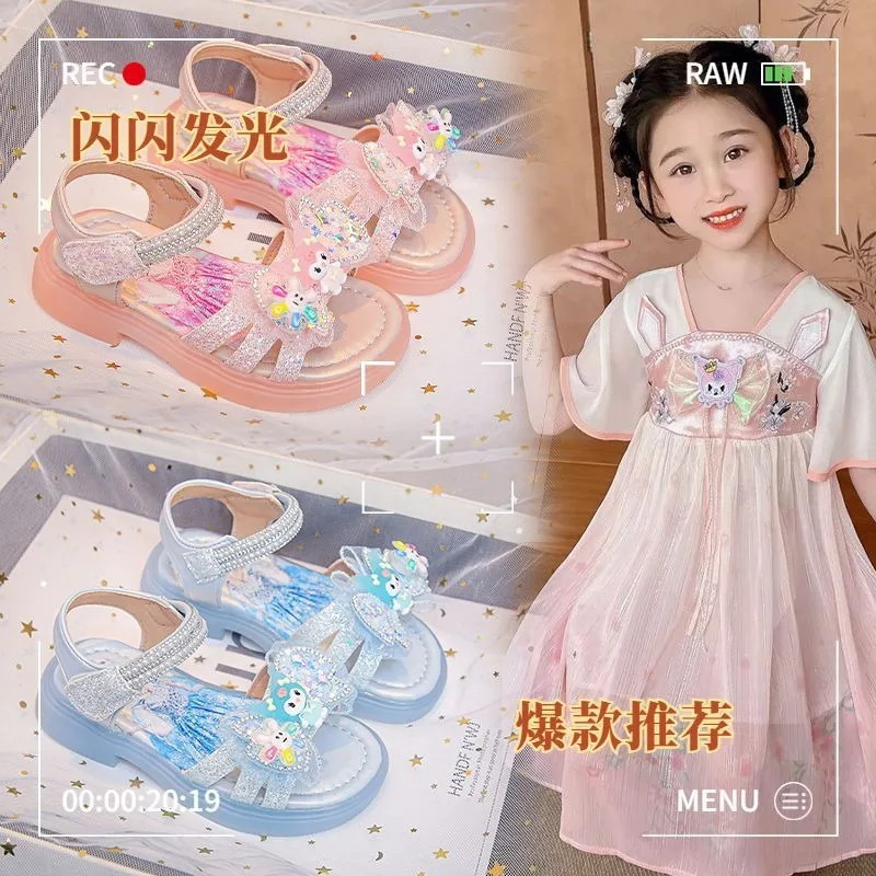 

Kuromi аниме Kawaii Sanrio Ins модные детские повседневные сандалии новые летние милые детские туфли принцессы модные пляжные подарки