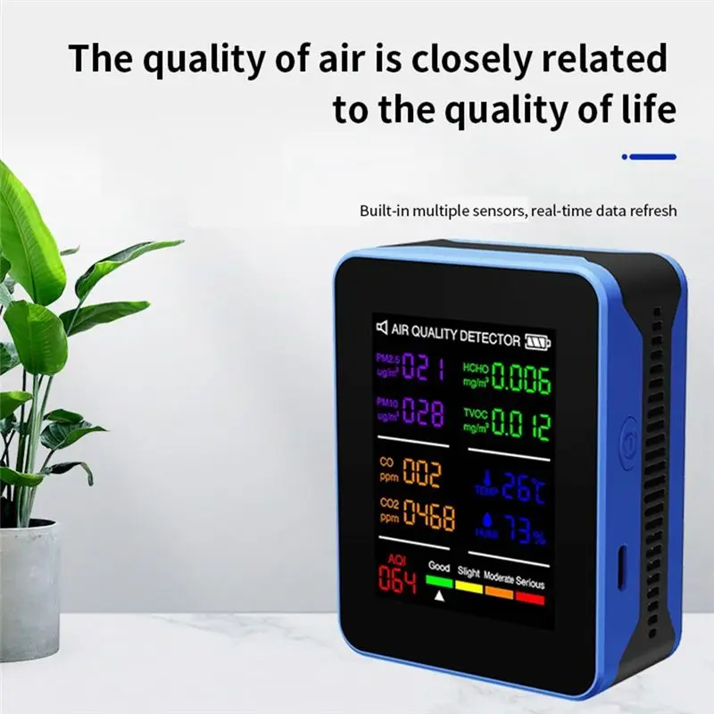 Y42A-Multifunctional Air Quality Meter Indoor HCHO TVOC Carbon Monoxide CO2 PM2.5 PM10 Temperature And Humidity Detector