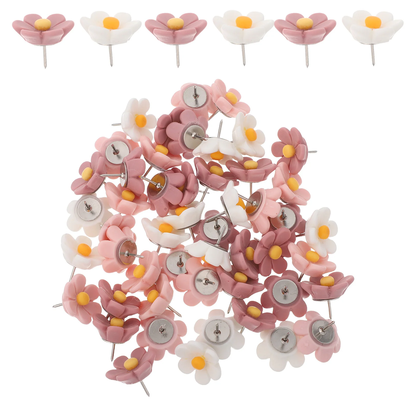 50pcs Flower Tacks Resin Push Pins For Bulletin Board Cork Board Office Home Decor Cubicle Accessories Decorative Map Tacks
