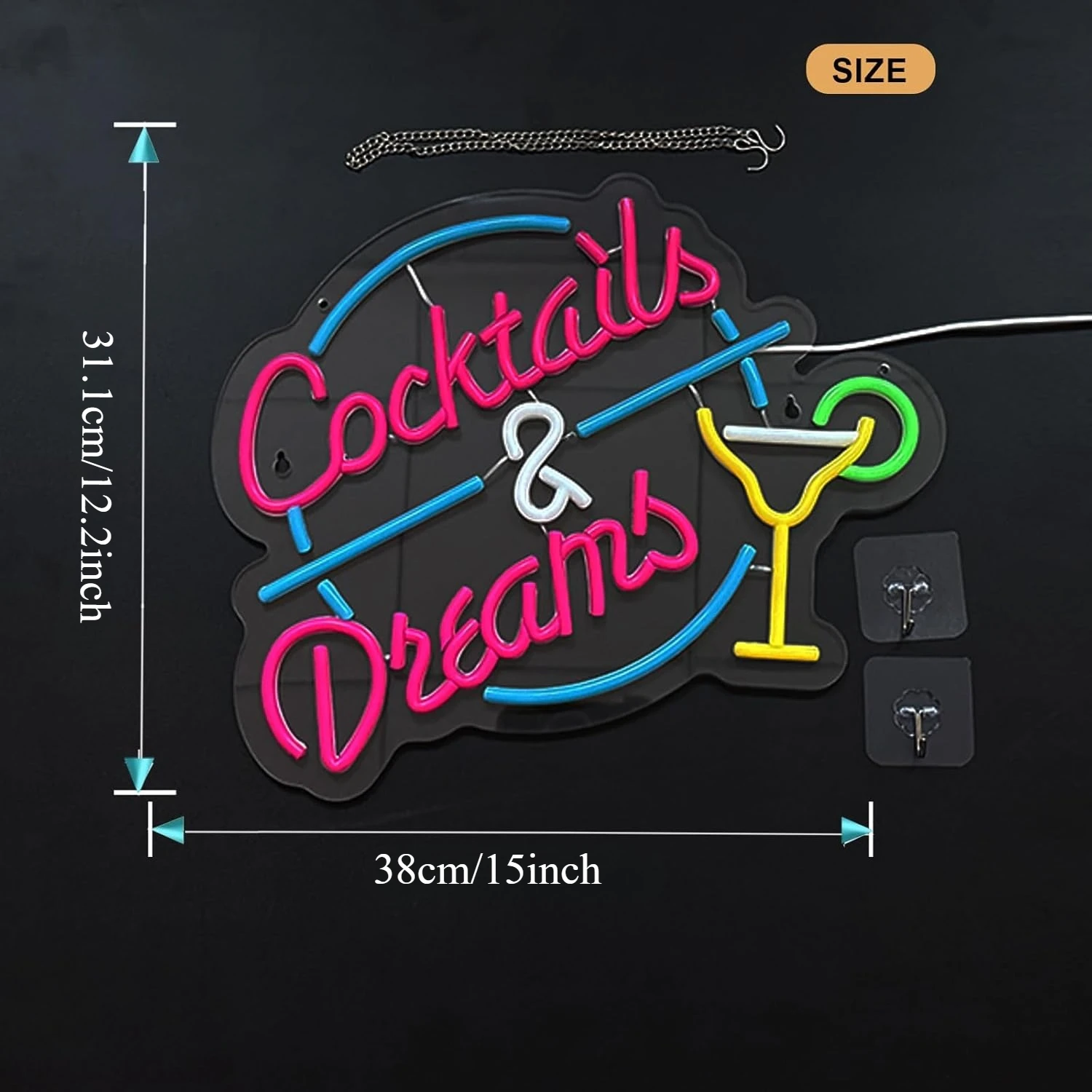 Cocktails and Dreams Neon Sign USB Beer LED Light for Garage Tiki Bar Gaming Room Bedroom Decoration Neon personnalisé Gift view 5