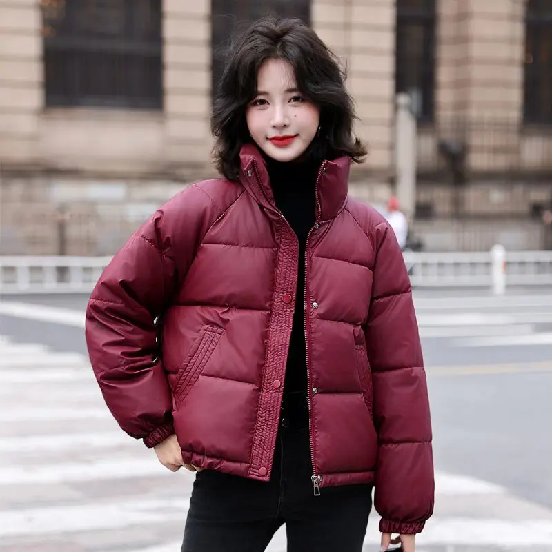 2024 Winter New Casual Loose Thick Cotton Jacket Button Solid Warm Bread Clothing Women Puffer Jackets Cardigan Coat Outwear