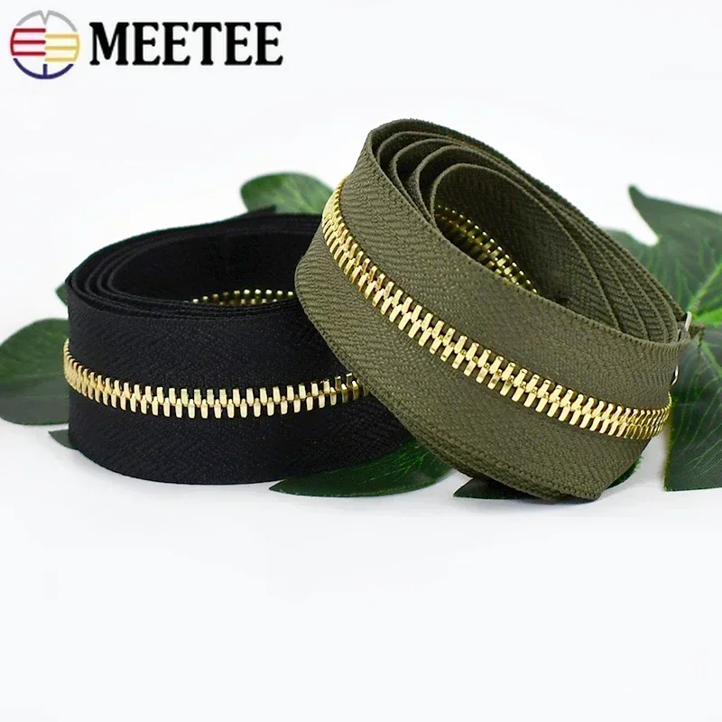 1/2/3Yards 5# Colorful Metal Zipper Gold/Sliver Teeth Double Pull Open-end Zips Tape Bag Garment Zip Repair Kit Sewing Accessory