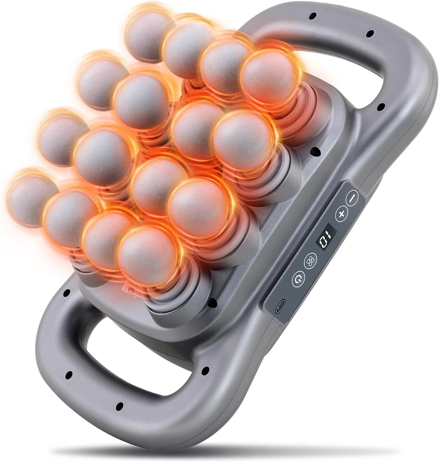 16 Head Massage Gun Set, Deep Tissue Percussion Massager, Electric Massage Tools with 9 Styles & Levels, Dark Grey