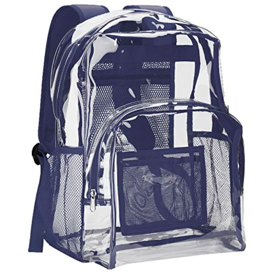 

Clear Backpack Heavy Duty PVC Transparent Backpack with Reinforced Strap Stitches and Capacity for College Workplace Security -