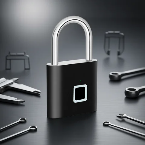 KERUI Fingerprint Lock Keyless USB Charging Smart Padlock Waterproof Door Lock 0.2sec Unlock Portable Anti-theft Padlock Zinc
