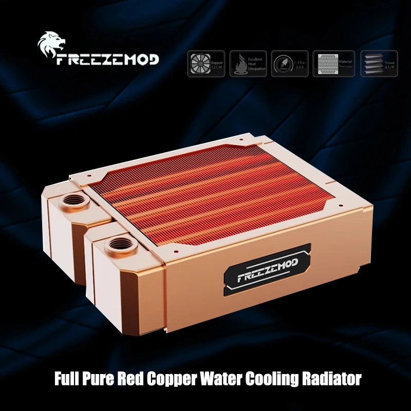 

FREEZEMOD полностью чистый красный медный радиатор водяного охлаждения 750 Вт TDP, двухслойный промышленный теплообменник толщиной 45 мм, 120 водяной охладитель
