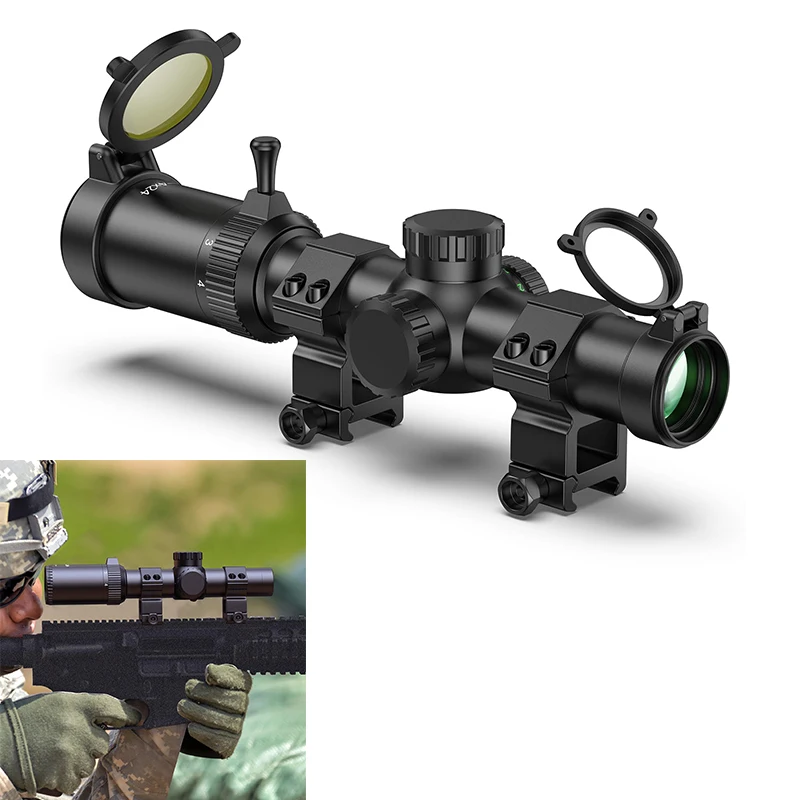 

MidTen 1-4x24 LPVO Rifle Scope Wide View Riflescope Sights with Zero Reset with 30mm Cantilever Mount for Picatinny Rail Hunting