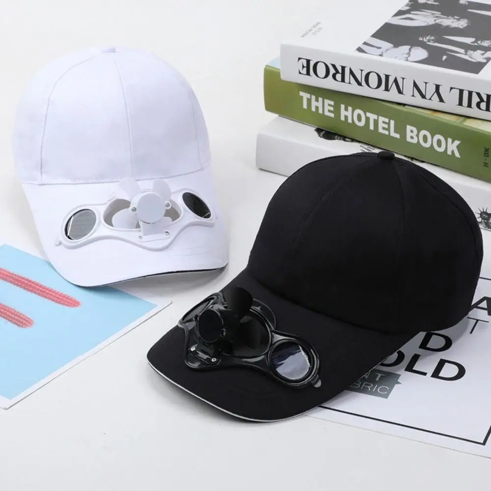 Portable Breathable Summer Fan Sunhat Mesh Sun Protection Solar Fan Cap Wide Brim Strong Wind Baseball Cap Hot Weather