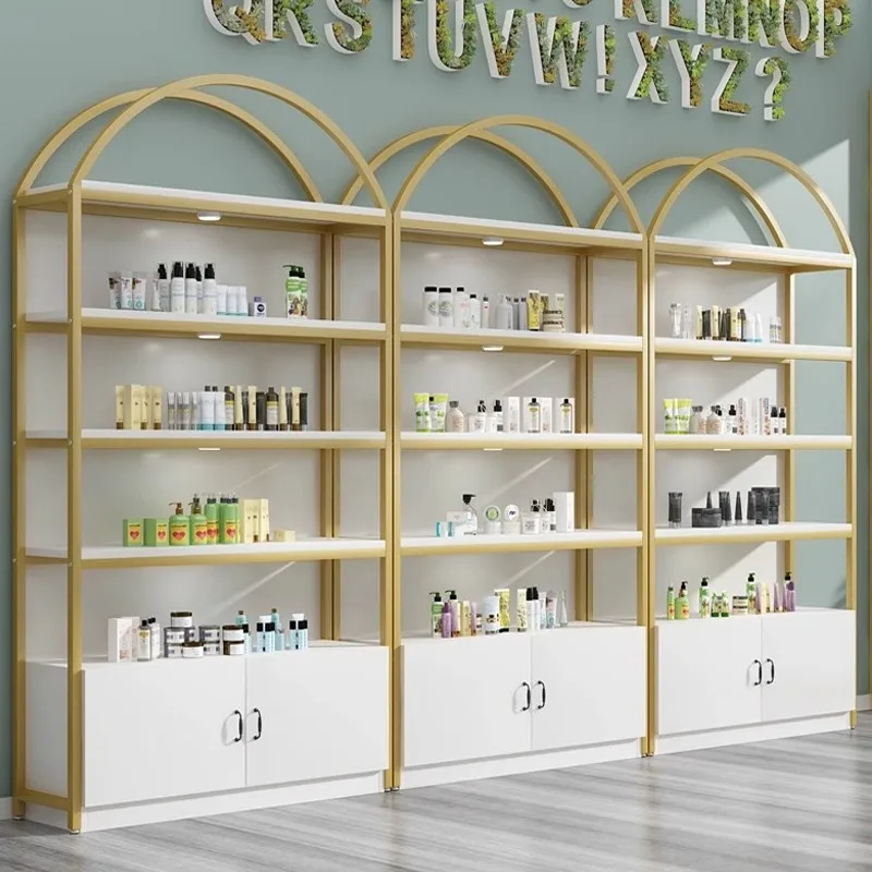 Cosmetics Display Cabinet Beauty Salon Skin Care Barber Shop Product Sample Nail Art Shelf Display Shelf