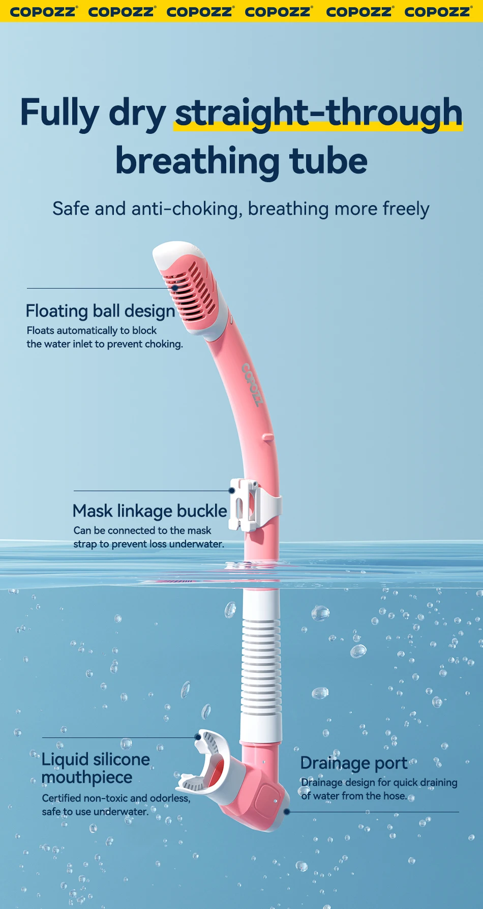 COPOZZ Professionelle Tauchmaske Vollsichtmaske Unterwasser Schnorchel Maske Set Schwimmen Schnorchel HD Anti Nebel Tauchausrüstung – Detail 6