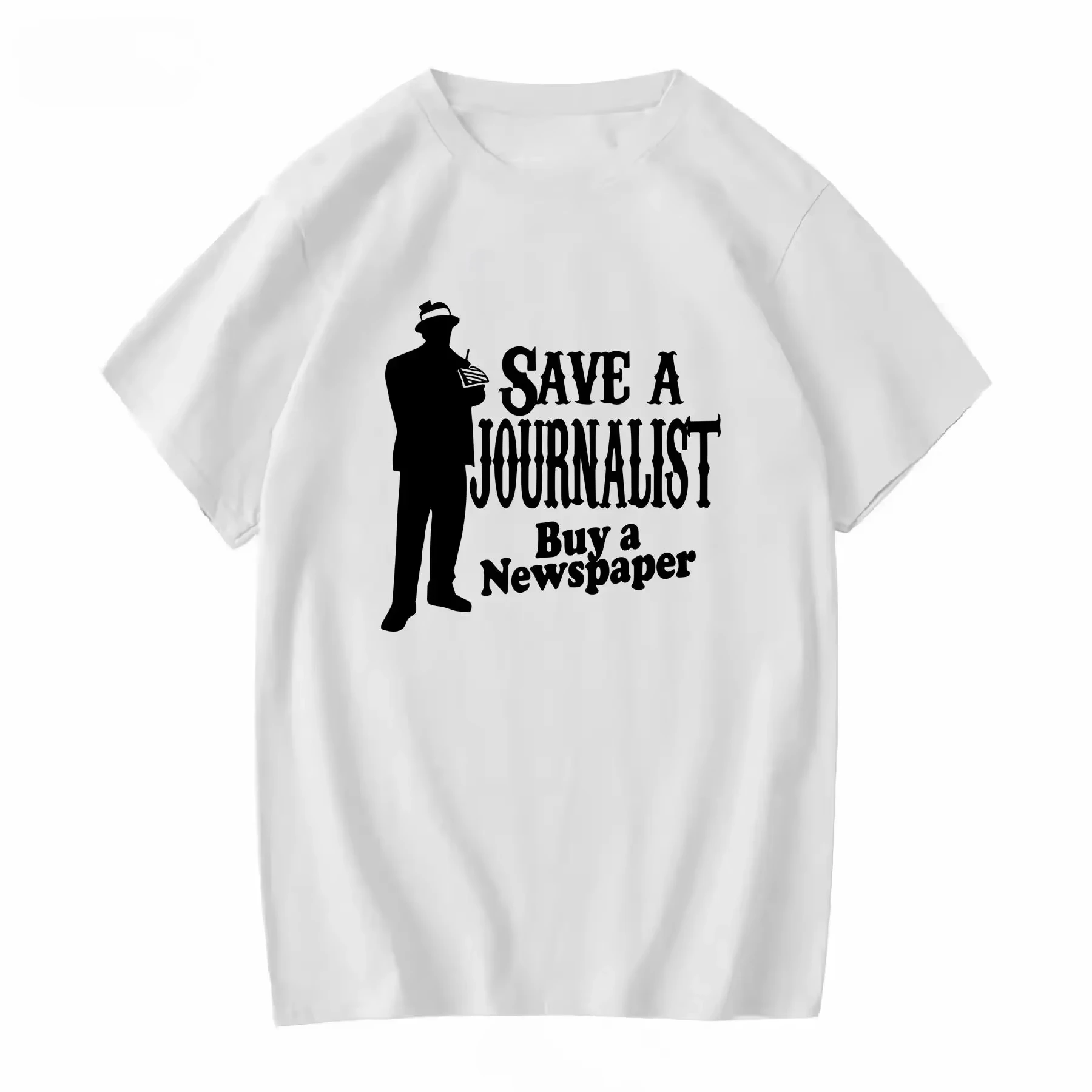 Save A Journalist Buy Newspaper for Writers Editors Copywriters Columnist Author T Shirt Short Sleeves Vintage