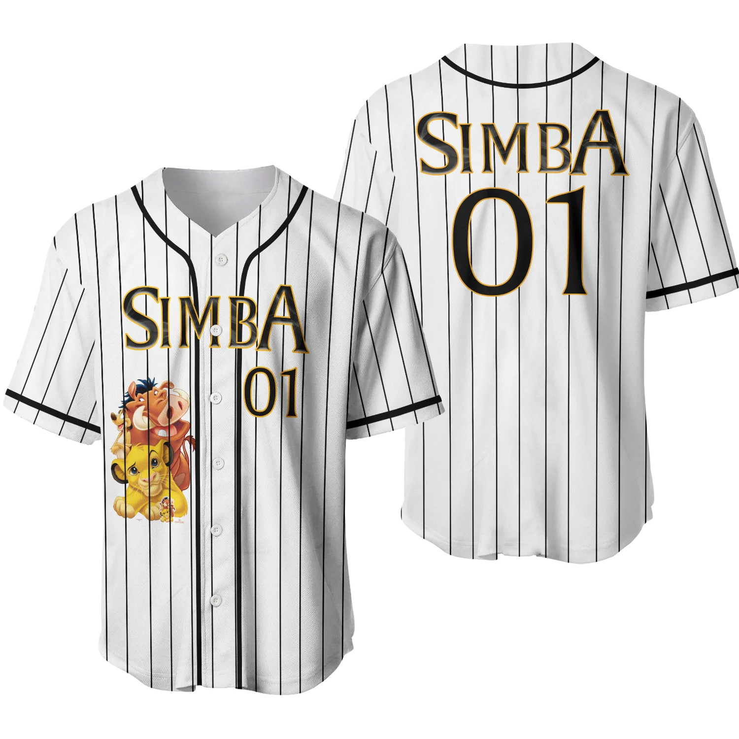 Simba the Lion King Baseball Jersey Summer Short Sleeve Mens Women Button Up Jersey Disney Baseball Jersey Custom Name Jersey