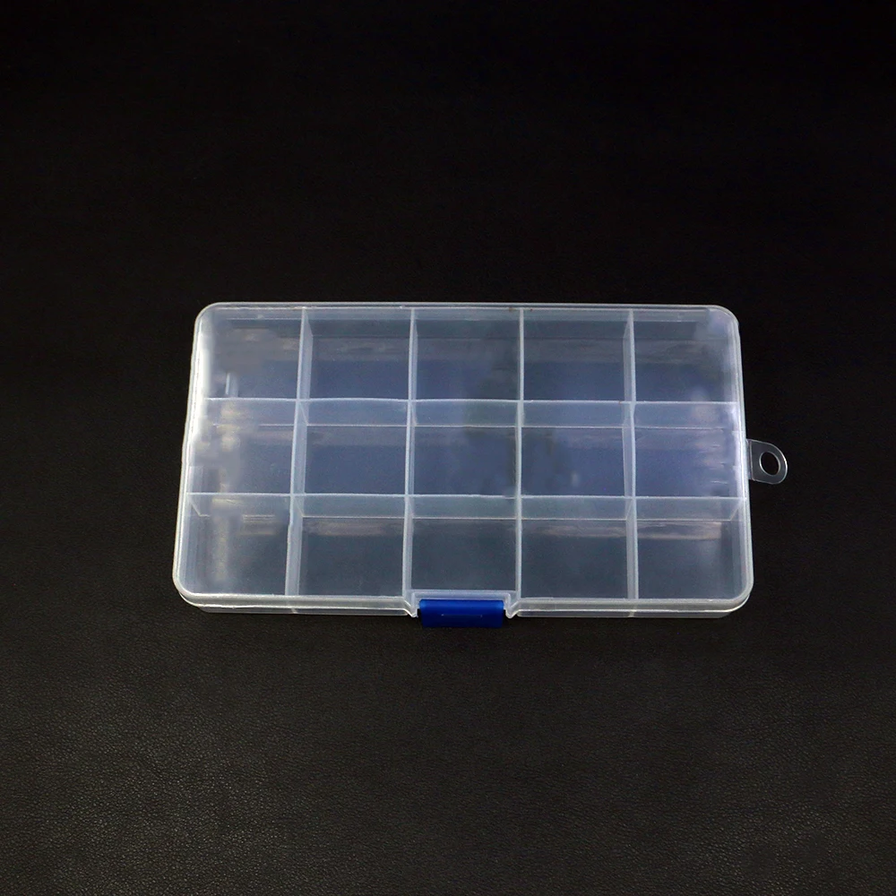 Rectangle Transparent Plastic Jewelry Packaging Box 15 Cells Design Display Case 1 Pc For Storing Handmade Small Bead Accessory