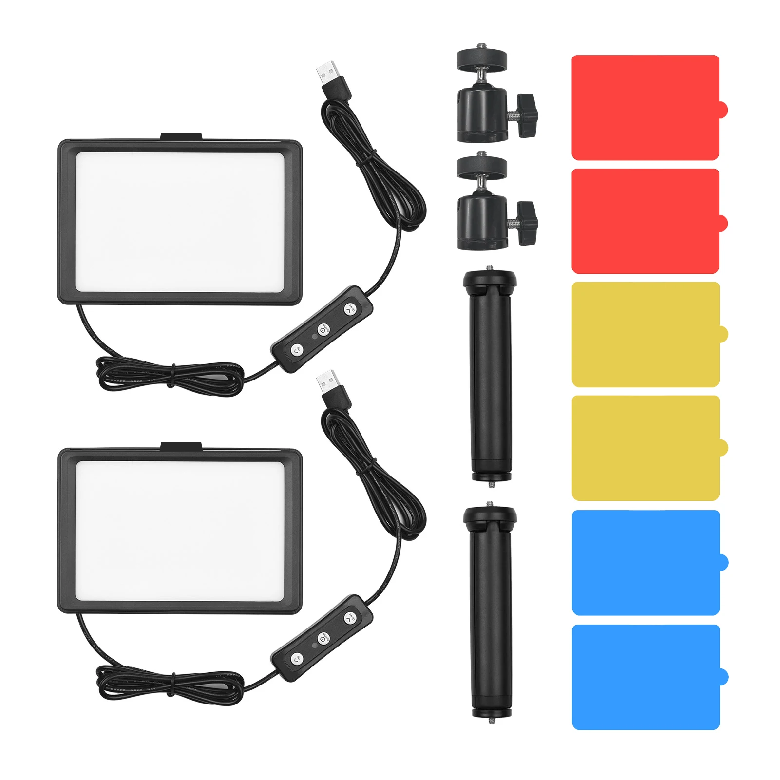 Andoer USB Video Conference Lighting Kit with 2 * LED Video Lights 5600K Dimmable + 2 * Desktop Tripods + 2 * 180° Rotatable