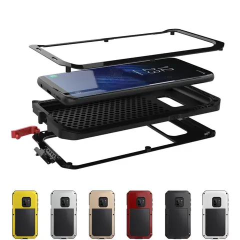 Capa armadura de metal resistente à impacto, cobertura luxuosa para samsung galaxy s7 s8 s9 s10 s20 plus note 9 10 plus edge