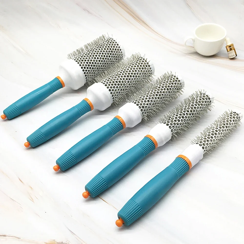 

Professional Salon Hair Brush & Comb Set - Round Curly Hair Styling Tool with Rollers, Blue