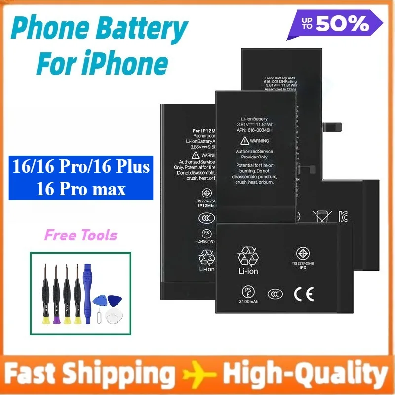 High-quality Rechargeable Batterie for Apple IPhone 16 16 Plus 16ProMax 16Pro Replace Phone Battery