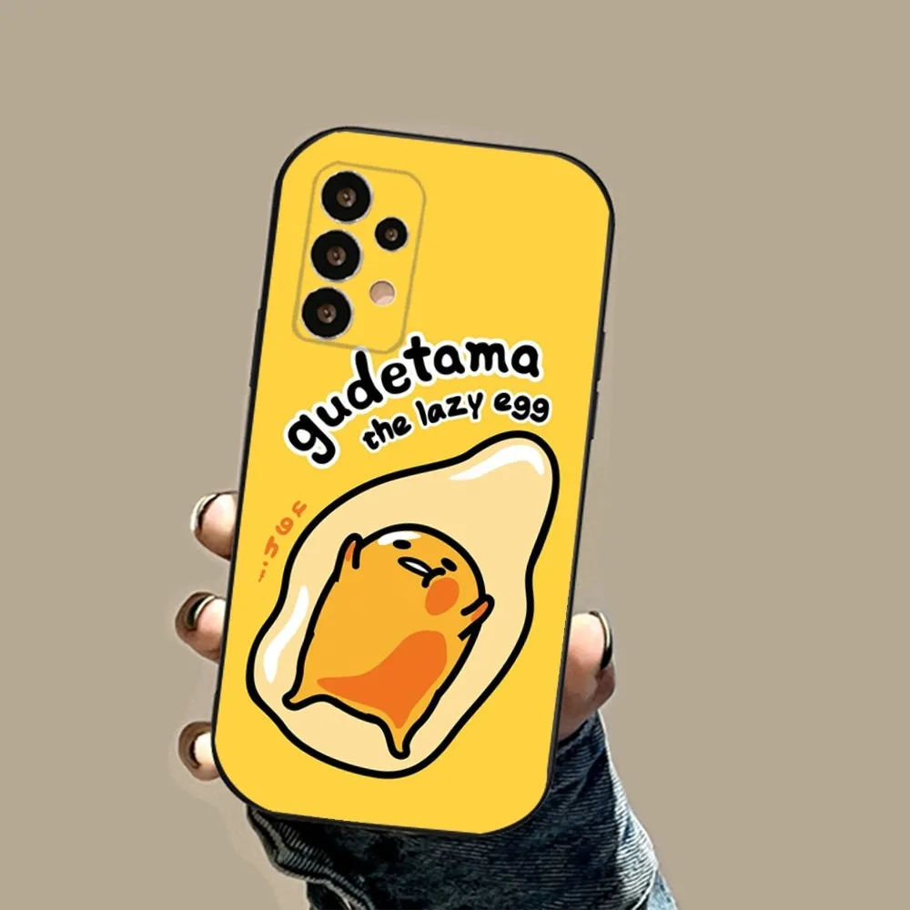 Cartoon G-Gudetama-S Phone Case For Samsung S24,23,23,22,30,21,10,9,Note20 Ultra,Lite,Ultra,5G,Plus,FE,Black Soft Case